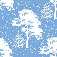 Seamless trees silhouettes and snow