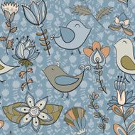 Seamless texture with flowers and birds N40