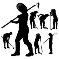 Vector silhouette of a gardener N62