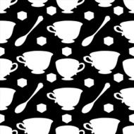 Seamless pattern with silhouettes cups spoons sugar N2