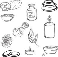 vector silhouette of various items for the spa salon