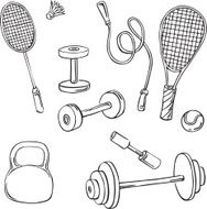 vector silhouette of various sports equipment
