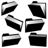 Vector folder silhouettes on white background