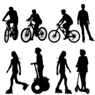 Set silhouette of a cyclist N3