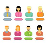 Set flat icons of human male and female Business people N2