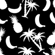 Seamless pattern with coconut palm trees pineapples and bananas N4