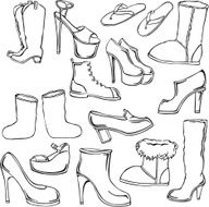 vector silhouettes of different shoes