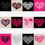 Heart illustration set Love Vector background