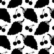 Seamless pattern with silhouettes grapes and cherry N4