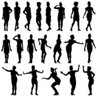 silhouettes of beautiful girls in stewardess forage caps