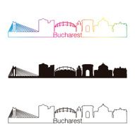 Bucharest skyline linear style with rainbow