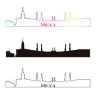 Mecca skyline linear style with rainbow