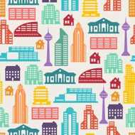 Cityscape seamless pattern with buildings