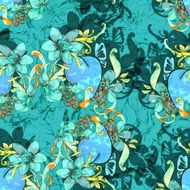 Heart with flowers Seamless pattern N2