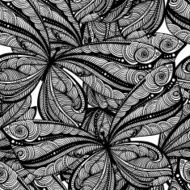 seamless lace pattern of delicate graphic manually painted butterflies