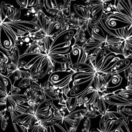 monochrome textile pattern of butterflies