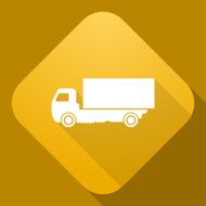 Vector icon of truck with a long shadow
