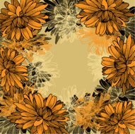 Floral background with yellow chrysanthemums Hand-drawing