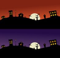night village on a hill
