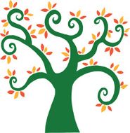 Cartoon Big Tree With Colorful Leafs