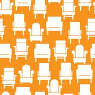 white icons of furniture on seamless pattern N2