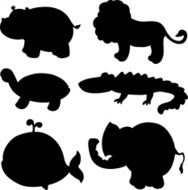 Animals set of black silhouette