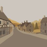Mountain village background vector illustration N4