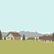 Mountain village background vector illustration N5