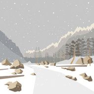 Winter mountain landscape background vector illustration N2
