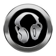 headphones icon silver isolated on white background