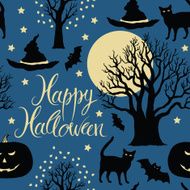 Happy Halloween pumpkins bats and cats