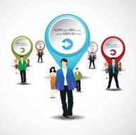 Template of business and office people with pointer icons