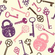 Seamless pattern with keys and lock