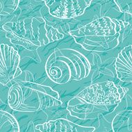 Seamless background outline seashells N5