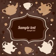 Background with teacups and teapots
