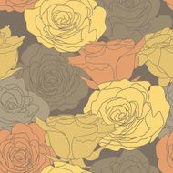 Seamless pattern with decorative roses flowers in brown colors