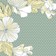 Decorative card with abstract hibiscus flowers in delicate colors N2