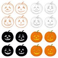 Halloween pumpkins Jack O Lantern set