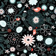 Flower texture with birds N2