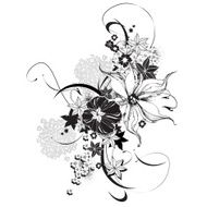 Abstract floral elements black and white