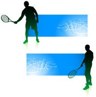 Tennis Player with Blue Frame Background