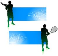 Tennis Match on Blue Background