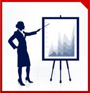 Business woman on background with financial charts N4