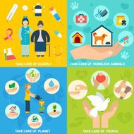 Charity icons set flat N2
