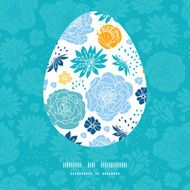 Vector blue and yellow flowersilhouettes Easter egg sillhouette frame card N2