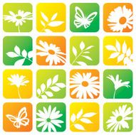 Summer flower icon set