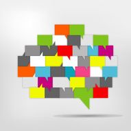 Brain with speech bubbles Colorful speak and dialog