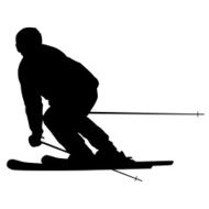 Mountain skier speeding down slope N11