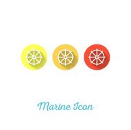 Rudder Marine Flat Icon - Webdesign Element with Long Shadow