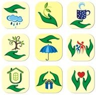 Ecological symbols and signs of human&#039;s hands